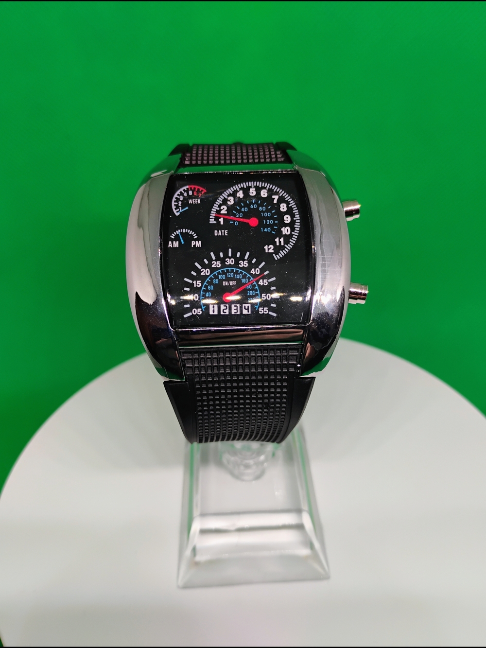Men's Black Sport Dial Digital Analog Watch